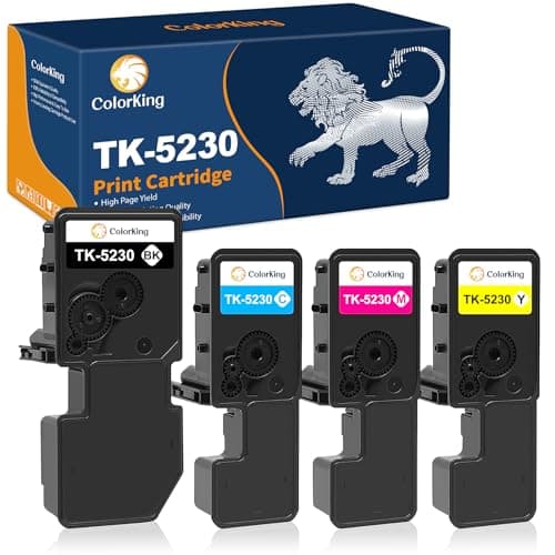 ColorKing TK-5230 Cartouches de Toner Compatible pour Kyocera TK 5230K TK5230C TK5230M TK5230Y Remplacement pour Kyocera ECOSYS P5021cdn P5021cdw M5521cdn M5521cdw (Noir Cyan Magenta Jaune, 4-Pack)