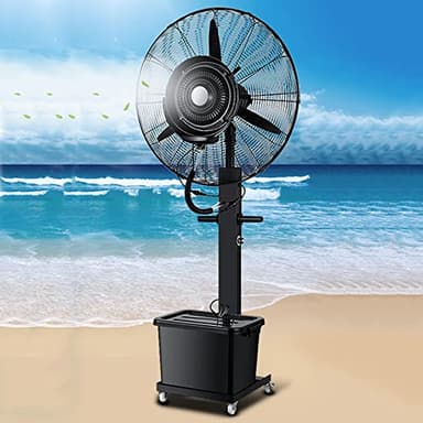 Ventilateur brumisateur Extérieur Commercial Ventilateur sur pied oscillant avec Brume pour terrasse, restaurant extérieur, garage, salle de sport, Atelier d'usine, 3 vitesses de refroidissement
