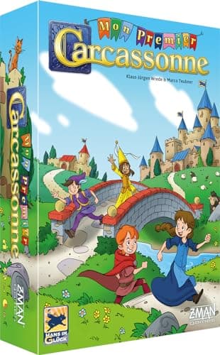Asmodee - Mon Premier Carcassonne - Jeu de Société Famille pour Enfants dès 4 Ans - Jeu de Stratégie Amusant & Simplifié avec Placement de Tuiles - 2 à 4 Joueurs - 20 Min - en Français -Hans im Glück