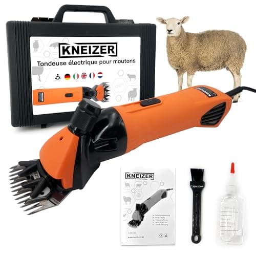 KNEIZER Tondeuse électrique pour moutons - Convient à toutes les races de moutons et à tous les pelages - Lames interchangeables - Moteur puissant - Faible vibration et faible bruit - Sans entretien