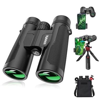 Jumelles Adultes Puissante, Kylietech 12x42 Compactes avec Trépied, étanches avec Prismes BAK-4, Objectif FMC, Adaptateur de Téléphone pour la Photographie, l'observation des étoiles