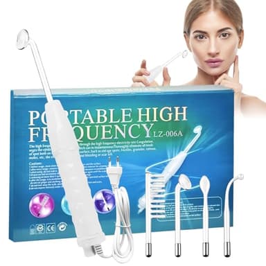Appareil Haute Fréquence avec 4 Sondes, High Frequency Wand, Haute Frequence Visage, Radiofréquence Visage, Haute Frequence Esthetique, Appareil de Traitement de L'acné, pour Réduire les Rides