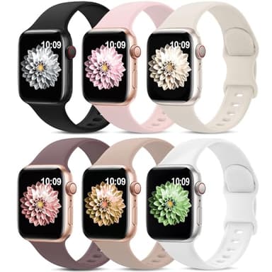 AMSKY Bracelet en Silicone Compatible avec Apple Watch 38-49mm, pour Femme et Homme, Sport Compatible avec iWatch SE Ultra Series 10 9 8 7 6 5 4 3 2 1