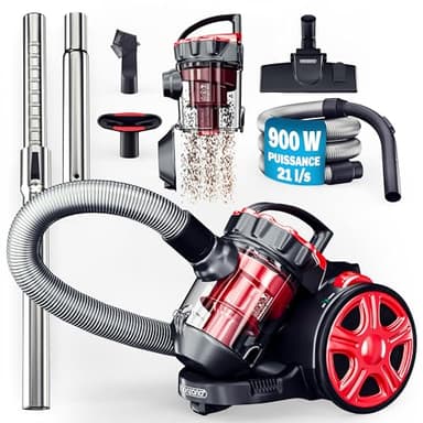 Monzana® Aspirateur sans Sac Rouge 900 Watts Technologie Multi-cyclonique Aspirateur traîneau avec Filtre HEPA