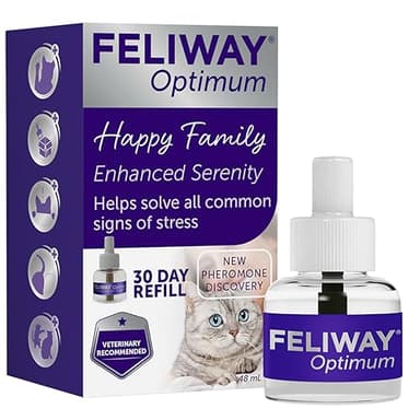 Feliway Optimum Recharge pour diffuseur de phéromones apaisante 30 Jours pour Chat sans Odeur 48 ML Aide à résoudre Les Signes de Stress chez Les Chats et Chatons, recommandé par Les vétérinaires
