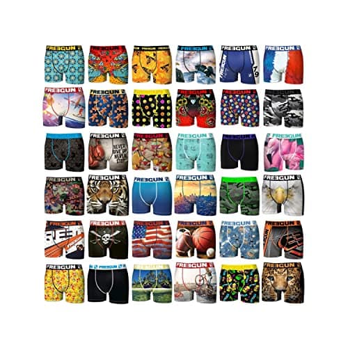 FREEGUN Pack Surprise Boxer Homme, Calecon Modèle Aléatoire, Confortable et Agréable (Lot de 5), Bleu, Blanc, Gris, Rouge, Taille XL