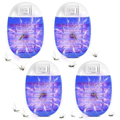 Moustique Tueur Lampe AUEJACKY 4PCS Tueurs de Moustiques Lampe Anti Moustique Répulsif Ultrason Appareil Ultrason Souris Prise Anti Moustique Répulsif à Ultrasons Electrique Anti Moustique (Bleu)