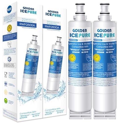 GOLDEN ICEPURE Filtre à eau pour réfrigérateur 2 pièces (facture disponible). Compatible avec Whirlpool 4396508, Maytag, KitchenAid, SBS002, S20BRS, 481281729632, 461950271171, 481281728986.