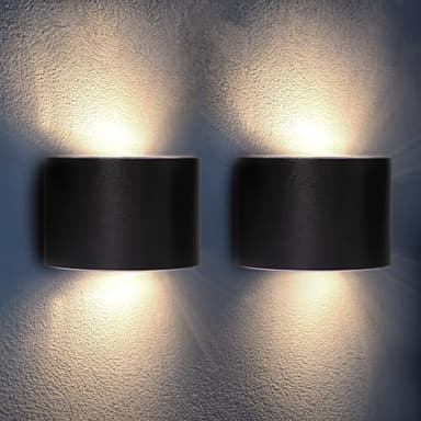 Proxinova Applique Murale Exterieur Solaire LED, Lampe à Double Luminaire Exterieur avec Capteur Crépusculaire Pour l'éclairage de Jardin Solaire, Lampe Solaire d'extérieur Étanche IP65, Lot de 2