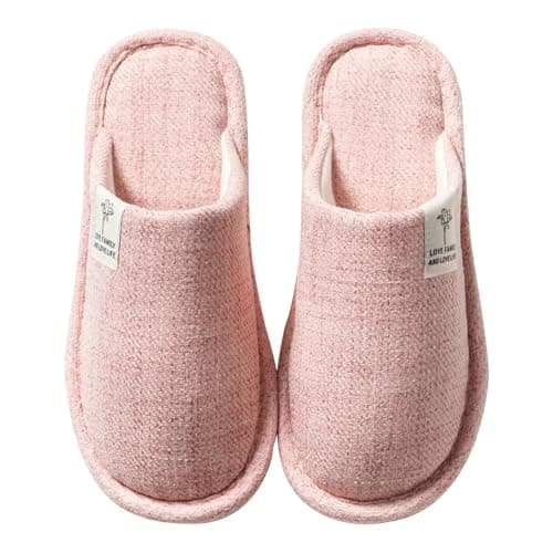 Colexy Chaussons Antidérapant Femme Homme Pantoufles Confortable Léger Bout ermés Accueil Chaussures hiver Chaussures pour la Maison(rose,36-37)