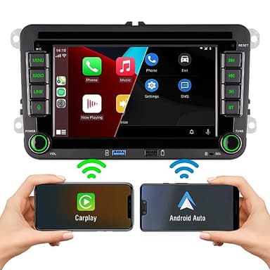 Autoradio DSP avec sans Fil Apple carplay et Android Auto intégrés pour VW Volkswagen Polo Golf 5 V 6 tiguan touran Passat Compatible Commande au Volant AM FM RDS Radio Bluetooth IPS Écran EQ NAVI