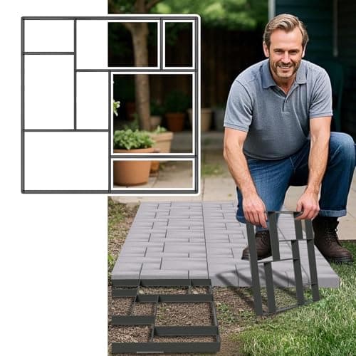 NAIZY 1 moule à béton DIY 50 x 50 cm moule de coffrage 8 grilles NO.1 moule carré de pavés moule de coulée béton pochoir de pavés pochoir plastique pour pierres d'allée, jardin, pelouses