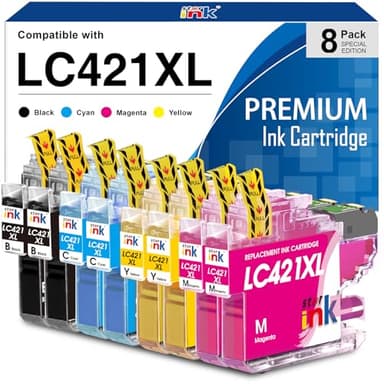 starink LC421XL Cartouches d'encre Compatible pour Brother LC421 LC421XL Cartouche pour pour Brother DCP-J1050DW DCP-J1140DW MFC-J1010DW (2 Noir, 2 Cyan, 2 Magenta, 2 Jaune, 8 Pack)