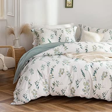 MILDLY Housse de Couette 220x240 Coton avec Motif Botanique, 100% Coton Lavé, Certifié Oeko-TEX, Tropical Botanique Parure de Lit 2 Personnes 220x240 Adulte Coton avec 2 Taie d'oreiller 65x65 cm