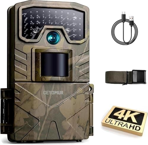 CEYOMUR Camera de Chasse, 4K HD Caméra de Chasse avec Vision Nocturne Infrarouge Étanche IP66 et Activée par Le Mouvement Piege Photographique pour la Surveillance de la Faune