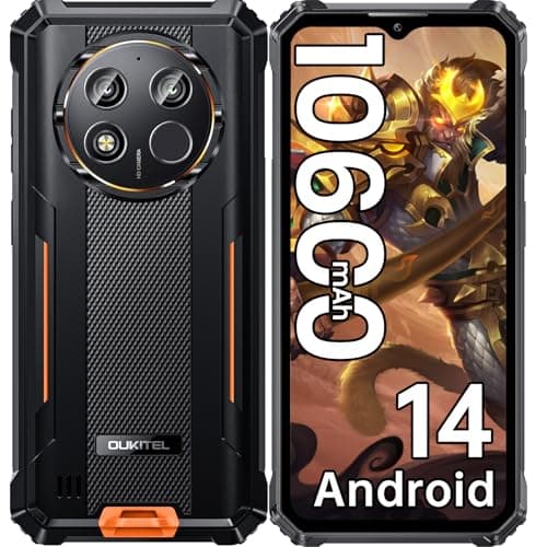 OUKITEL WP28E Téléphone Portable Incassable Android 14, 10600mAh/18W, 16Go RAM +64Go ROM/TF 1To, Smartphone Incassable 6.52" Écran, Caméra 13MP, Telephone de Chantier 4G Dual SIM/GPS/NFC/OTG - Orange