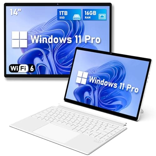 FUNYET Ordinateur Portable Tactile 2 en 1, PC Portable 16Go LPDDR5 + 1To SSD,Alder Lake N100 CPU 14,1" jusqu'à 3,40 GHz, 1920 x 1200p IPS Écran FHD, BT 5.2,WiFi 6,Win11, Type-C,Clavier Rétroéclairé