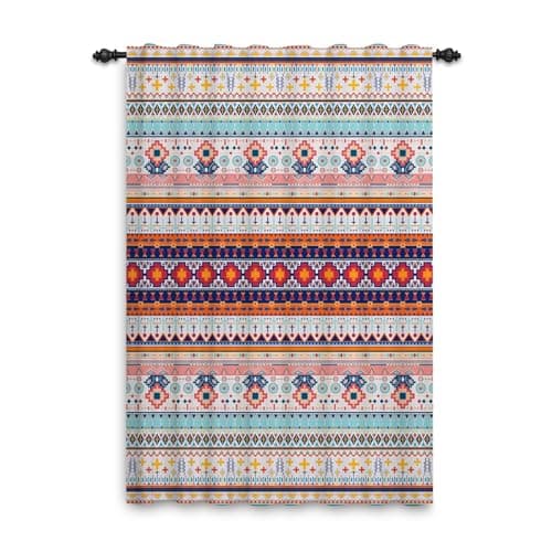 ggaimwf Rideau Style bohème Ethnique Bohème Motif géométrique Rideaux Passe-Tringle Marocain Exotique Rideau de fenêtre pour Chambre à Coucher Salon Coloré Rideaux Modernes 107x160cm 1 Panneau