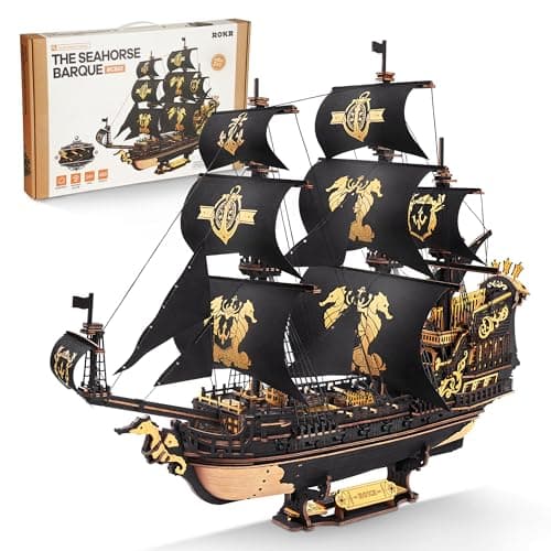 ROKR Maquettes de bateau en bois 3D à construire pour adultes, voilier mécanique à monter soi-même, maquettes de bateaux à construire pour adultes, barque hippocampe MCB02