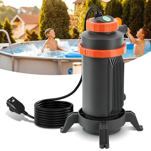 Fiqops Chauffage de Piscine électrique, Ø 29 x 42 cm Chauffage de Piscine électrique,Chauffage de Piscine,Protection Contre Les fuites, Protection Contre Le basculement, matériau Ignifuge