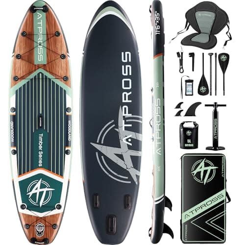 Planche de paddle gonflable (SUP) pour adultes avec capacité de charge de 450 lbs - Plateforme extra large antidérapante et stable - Siège de kayak - Accessoires de qualité supérieure - Convient pour