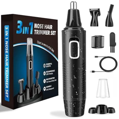 Tondeuse Nez, USB Rechargeable Poil de, Professionnelle 3-en-1 Coupe Précise, Sans Douleur - Multifonction pour Nez, Oreilles, Sourcils, Barbe, Corps - Longue Autonomie - pour Hommes et Femmes