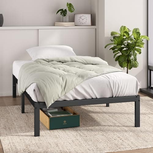 ZINUS Elias Cadre de lit 90x190 cm - Hauteur 36 cm avec Rangement sous Le lit - Lit Plateforme en métal - Noir