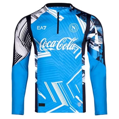 SSC Napoli [EA7] Sweat Pre Match EA7, Produit Officiel, Manches Longues 2024/2025, Bleu, M