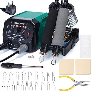 YIHUA 939-III Kit d'outils de pyrogravure Station de pyrogravure bois avec 2 stylos de pyrogravure (type fil-pointe) avec 20 embouts de pyrogravure 2 bois de pyrogravure(EU PLUG)