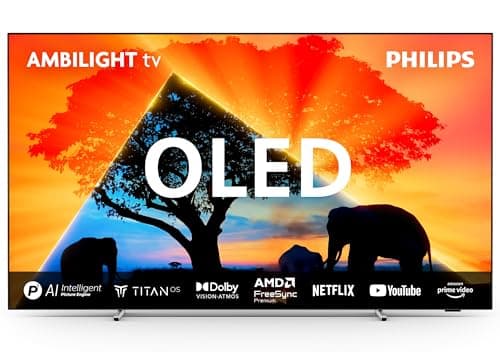 Philips Ambilight 77OLED759 Smart TV OLED 4K - Écran 77 Pouces, Plate-Forme P5 AI Perfect Picture Ultra HD, Titan OS, Dolby Vision et Son Dolby Atmos, Fonctionne avec Alexa et Google Assistant
