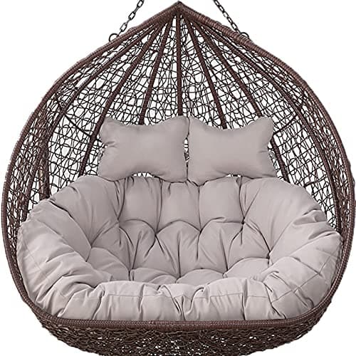 AUGRAV 2 Places Oeuf Chaise Balançoire Coussin Extérieur,Hamac Suspendu Chaise Coussin De Remplacement pour 2,Lavable Épais Grande 2 Personnes Chaise Balançoire en Osier,Imperméable Et Résistant Au