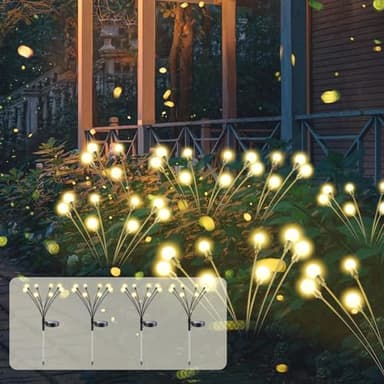 SCNNC Lampes Solaires Lucioles Exterieures Jardin, 8 LED Lumière Solaire Extérieure Luciole IP65 Étanche Blanc Chaud, Firefly Lampes Solaires Extérieures pour Jardin Balcon Allée Terrasse, 4 Pièces