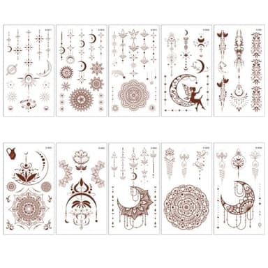 JEYORZY 10 feuilles Tatouages Temporaires, Tatouage Ephemere Femme pour enfants adultes hommes et femmes Résistant Eau et Sueur, Non Toxique