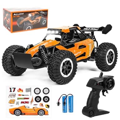 Joellfuner 1:16 Voiture Ttélécommandée Tout Terrain, 2.4ghz RC Voiture Télécommandée Enfan, 2WD 20KM/H Voitures Radiocommandées avec lumière LED, Buggy RC Cadeau pour Enfants Plus de 3 Ans (Orange)