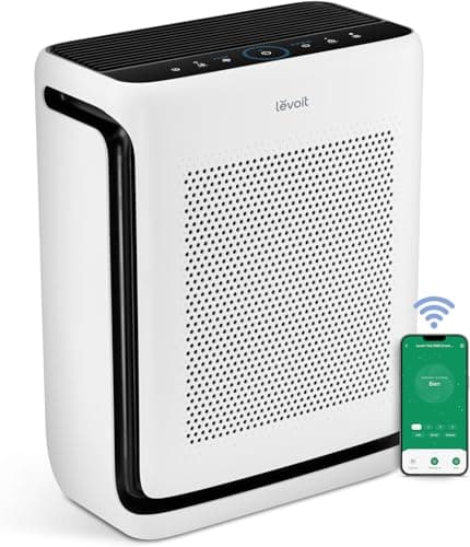 LEVOIT Purificateur d'air pour les personnes allergiques avec mode animal, CADR 416 m³/h jusqu'à 87 ㎡ pour chambre fumeur appartement, double capteur et préfiltre lavable, filtre à air HEPA contre