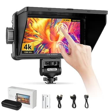 VILTROX DC-550 Pro 4K External Monitor Camera Field Moniteur 5.5 Pouces Small HD Monitor Camera 1200Nit HDMI,Full HD 1920x1080 IPS,3D LUT avec Batterie,Pare-Soleil pour Sony Canon Nikon DSLR