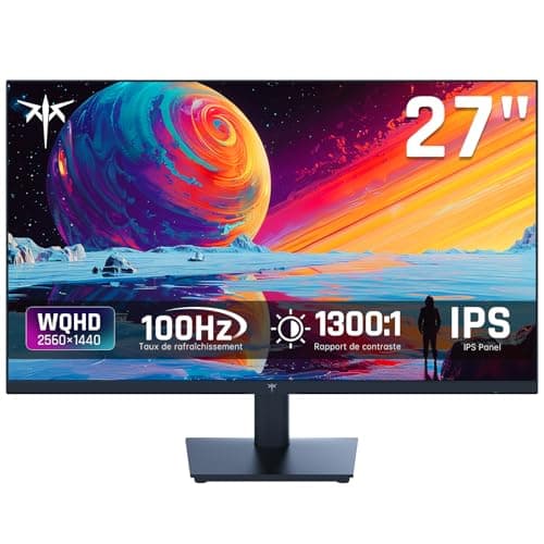 KTC Ecran PC 27 Pouces, QHD 2K 100Hz (OC 120Hz) Ecran Ordinateur - Panneau IPS, écran Anti-lumière Bleue, 96% DCI-P3, 126% sRGB, Support Free Sync et G-Sync, Ecrans PC pour Les Loisirs et Le Travail