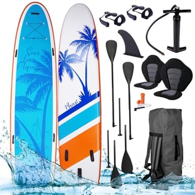 BRAST Paddle Gonflable Paddle Gonflable Adulte 200kg + Enfants Family Rigide 210kg 12'2'' 20psi Woven Drop Stitch kit Complet – Planche Gonflable Sup 370x76x15cm