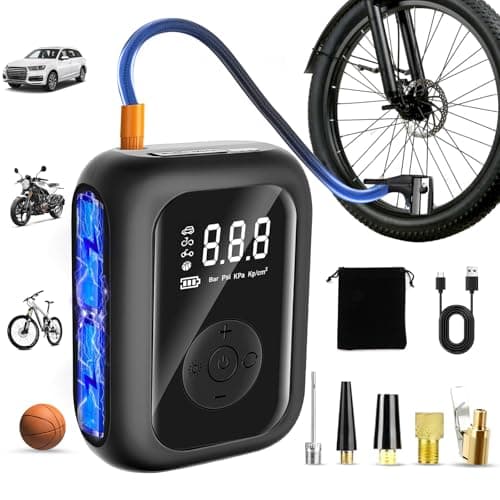 Dictien Pompe à Vélo Électrique 150PSI - Mini Pompe Velo Portable avec Batterie 6000mAh, Gonfleur Pneu Velo Rapide | Ecran LCD | Lampe LED | pour VTT/Vélo de Route