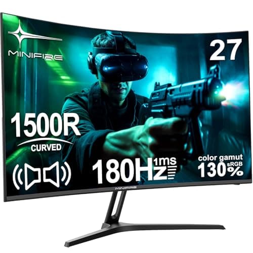 Minifire Gaming Curved Monitor 27 Pouces MFG27C1 180Hz 1Ms 130% sRGB Monitor avec Sprecher 1920 * 1080 VA Panel （MFG27C1 avec câble HDMI）