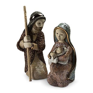 De Rosa Rinconada Sculpture en Céramique peinte à la main Nativité, Sainte Famille Marie et Joseph