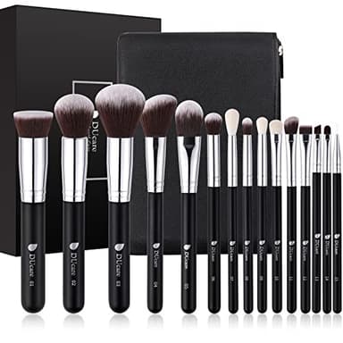 DUcare Pinceaux Maquillage Professionnel 15 Set Pochette de Voyage Haut de Gamme, Fibres Synthétiques Souples