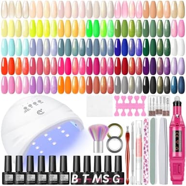COSCELIA Kit Manucure Ongle Gel UV Complet,Vernis Semi Permanent 35 Couleurs Lampe UV Ponceuse pour Ongles, Vernis à Ongles avec Base Top Coat Nail Art Débutants Coffret Cadeau