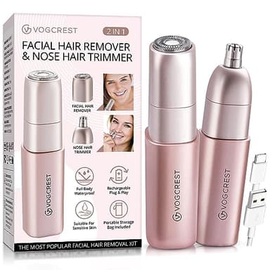 Épilateur Visage pour Femmes - Tondeuse Nez Femme Rechargeable: 2 en 1 Epilateur Nez et Rasoir Visage pour Femmes, Appareil d'Épilation pour Nez Poils du Visage Lèvres Bras avec Lumière.