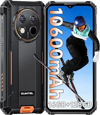 OUKITEL WP28S Telephone Incassable 2024-8+128GO,Android 14 Smartphone Incassable IP68,6.52" HD, Telephone Portable Incassable 10600mAh,13MP Caméra Primaire,4G Dual SIM/GPS/NFC/2Ans Garantie,Orang