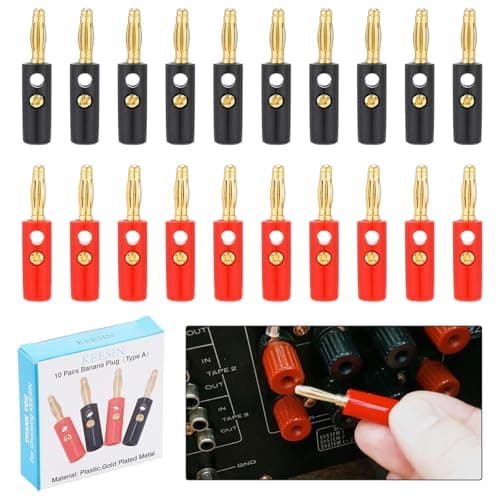 KEESIN Fiche Banane 4 mm Plaqué Or Audio Haut-Parleur Câble Connecteur 10 Paires