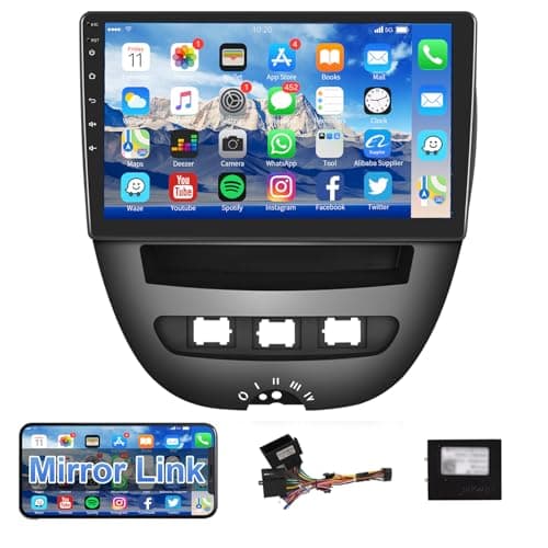 【1+32G】 Hodozzy Android Autoradio pour Toyota Aygo/Peugeot 107/Citroen C1 2005-2014, 10.1 Pouce Touchsreen Poste Radio Voiture avec Bluetooth Main Libre,GPS/WiFi/RDS/Mirror Link/SWC/USB+ Canbus