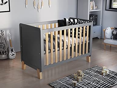 Love For Sleep Lit Bebe Evolutif 120x60cm avec Matelas en Mousse À l'Aloe Vera. Gris-Kiefer Francis lit evolutif Bebe en Bois Lit évolutif Enfant - Baby Bed, lit Bebe Fille, garçon