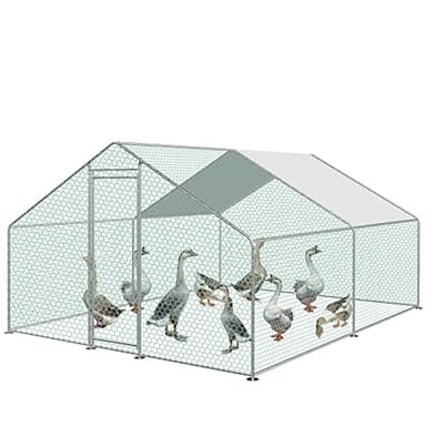 Sonnewelt 12m² Enclos poulailler 3 x 4 x 2 m - en Acier galvanisé - Poulailler - Toit - Poulailler - avec Toit Solaire et Porte - pour Animaux de Compagnie - Cage à poulailler
