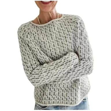 Pull pour femme - Grandes tailles - Motif vintage - Manches longues - Pull d'hiver - Col rond - Pull chaud - Pull d'hiver ample et décontracté, T - Gris clair, 5XL